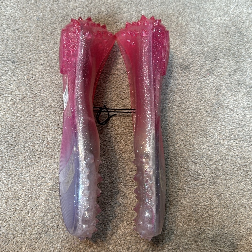 Wet Seal Pink Ombre Glitter Studded Jelly Flats Size 6 - Picture 2 of 4